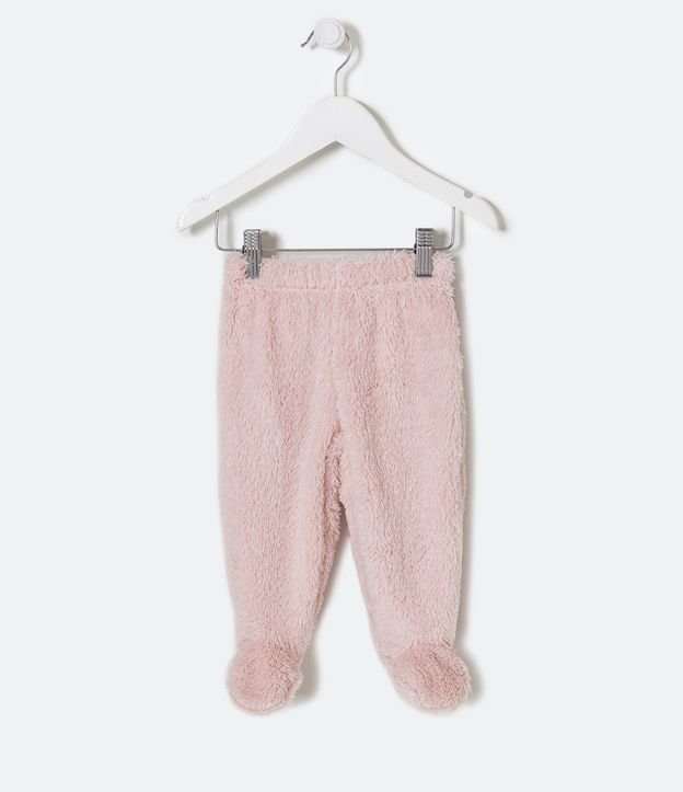 Calça Infantil em Fleece com Pé Fechado e Patinha Bordada - Tam 0 a 18 Meses
