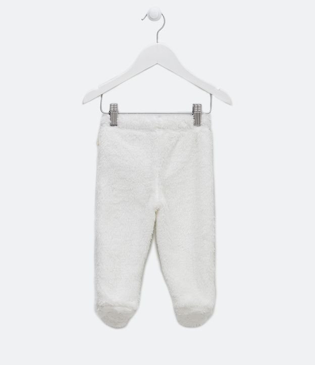 Calça Infantil em Fleece com Pé Fechado e Patinha Bordada - Tam 0 a 18 Meses