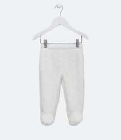 Calça Infantil em Fleece com Pé Fechado e Patinha Bordada - Tam 0 a 18 Meses