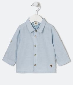 Camisa Infantil em Linho co Martingale na Manga - Tam 3 a 18 meses