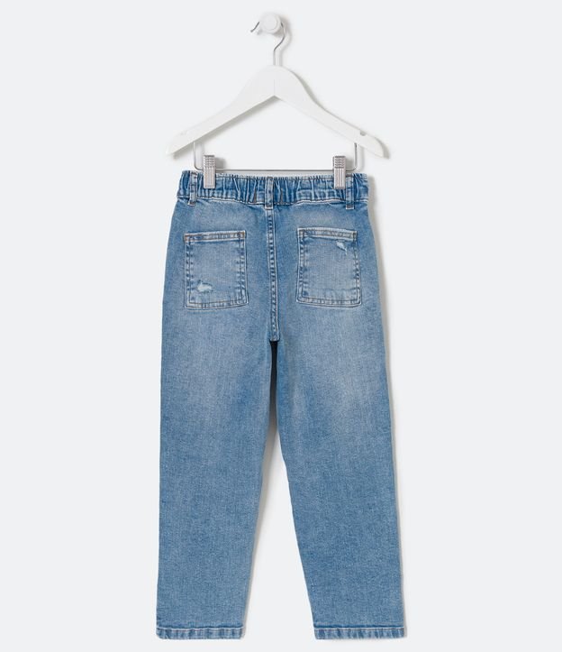 Pantalón Infantil Jeans con Desgastes y Cordón - Talle 5 a 14 años Azul 2