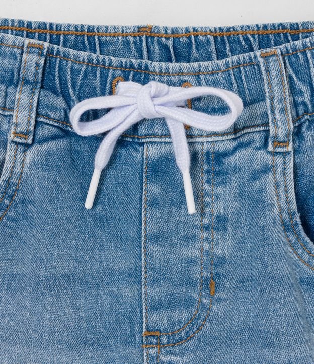 Pantalón Infantil Jeans con Desgastes y Cordón - Talle 5 a 14 años Azul 3