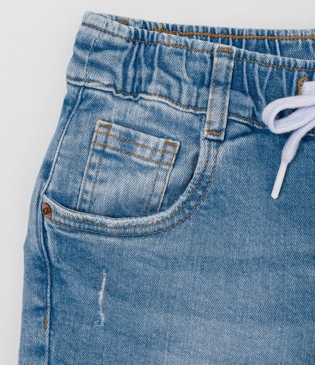 Pantalón Infantil Jeans con Desgastes y Cordón - Talle 5 a 14 años Azul 4