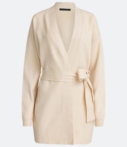 Kimono Alongado em Tricô com Amarração