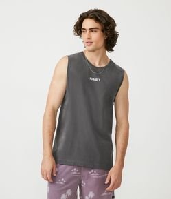Camiseta Regata em Algodão com Estampa de Coqueiros