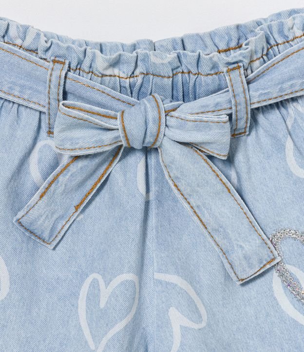 Short Clochard Jeans con Estampado de Corazones - Talle 1 a 5 años Azul 3