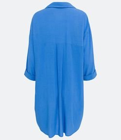 Saída de Praia Camisa Chemise em Viscose com Abotoamento
