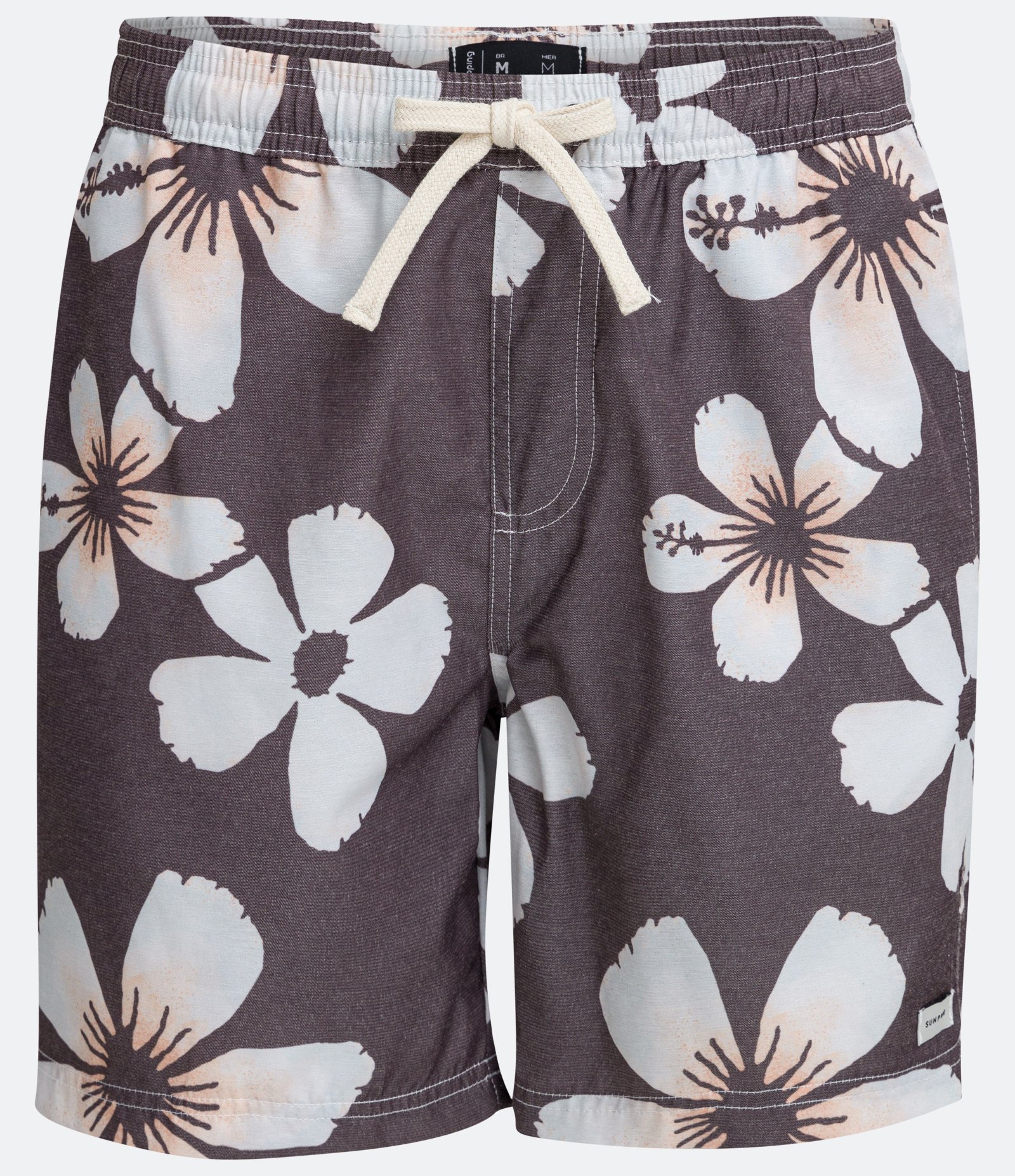 Bermuda com Cós Elástico e Estampa Havaiana Cinza 7