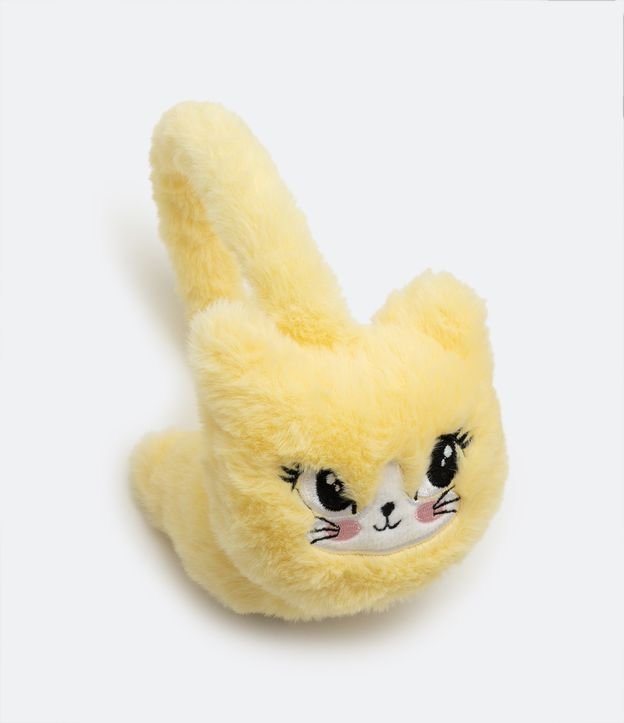 Protector Auditivo Infantil Peludo con Cara de Gatito Amarillo 2