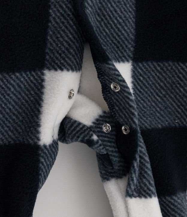 Mono Infantil en Fleece con Estampado de Cuadros y Pie Cerrado - Talle RN a 24 meses Azul 3