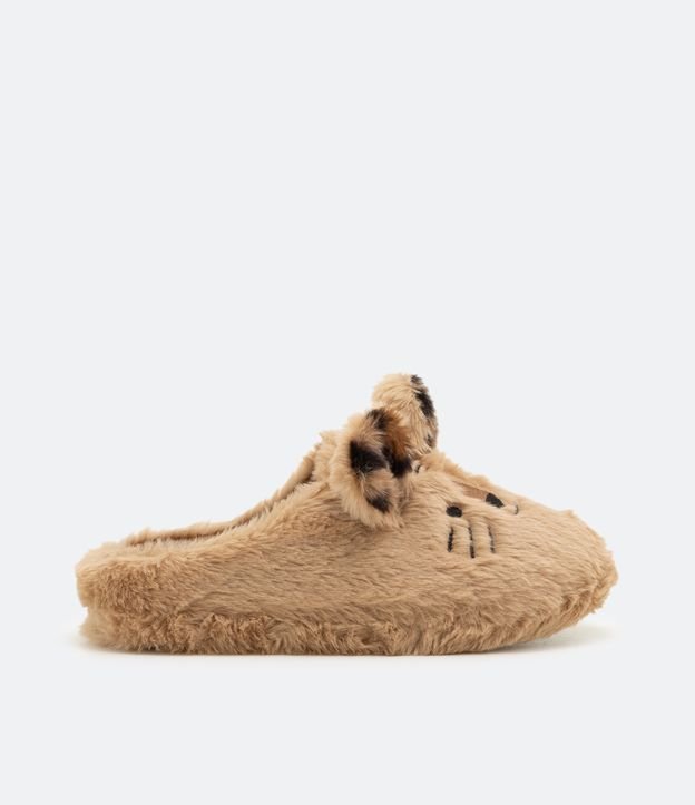 Pantufla Cerrada con Bordado jaguar y Orelinhas Marrón 2