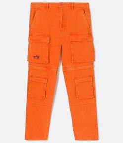 Calça Loose Vira Bermuda em Sarja com Bolsos Cargo