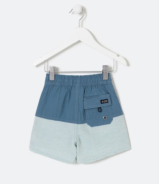 Bermuda Infantil con Recortes en Rayas - Talle 1 a 4 años Azul 2