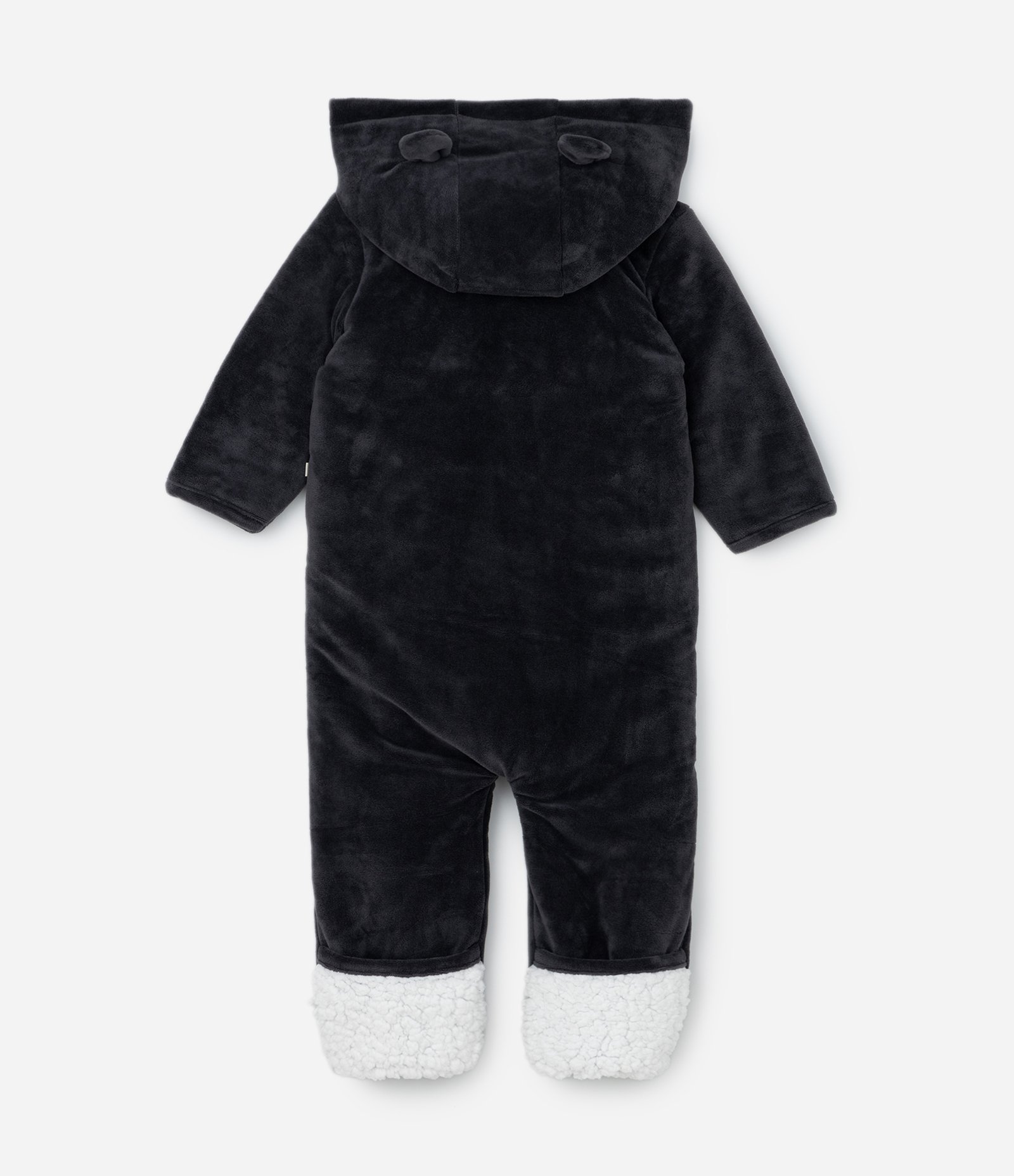 Macacão Infantil em Plush Forro Peludinho e Capuz com Orelhinhas - Tam RN a 18 meses Cinza 3