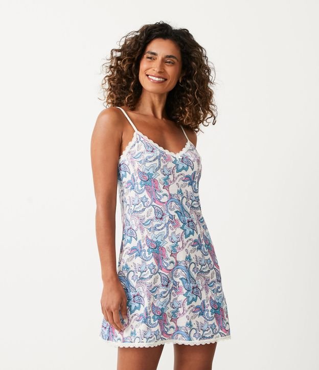 Camisola de Alça em Microfibra Estampa Paisley