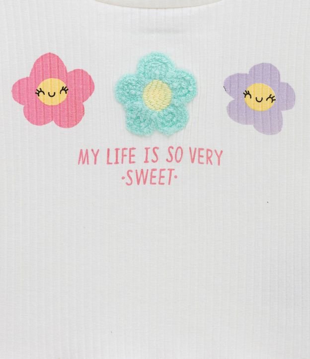 Blusa Infantil Acanalada con Estampado de Flores - Talle 1 a 5 años Blanco 3