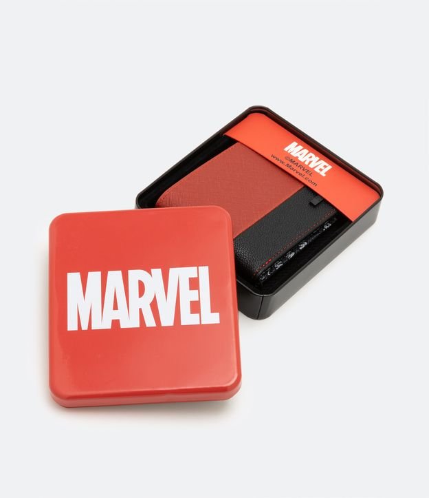 Billetera Plegable con Estampado Marvel y Caja de Metal Rojo 7