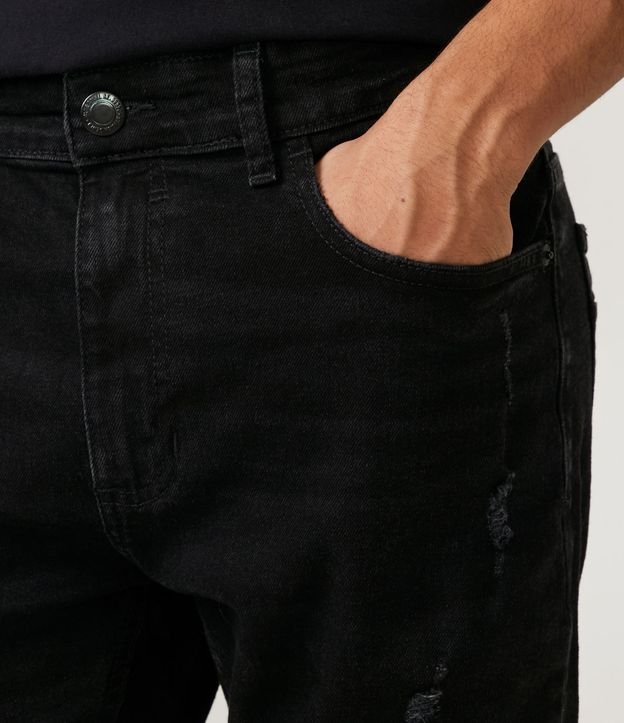Calça Super Skinny Jeans com Rasgos Destroyed Preto 4