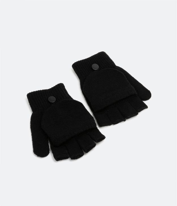 Guante Infantil con Dedos Cubiertos y Botón - Talle P al G Negro 1