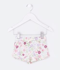 Short Infantil em Microfibra com Estampa Floral - Tam 3 a 18 meses
