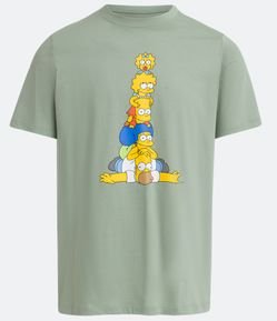 Camiseta em Meia Malha com Estampa dos Simpsons