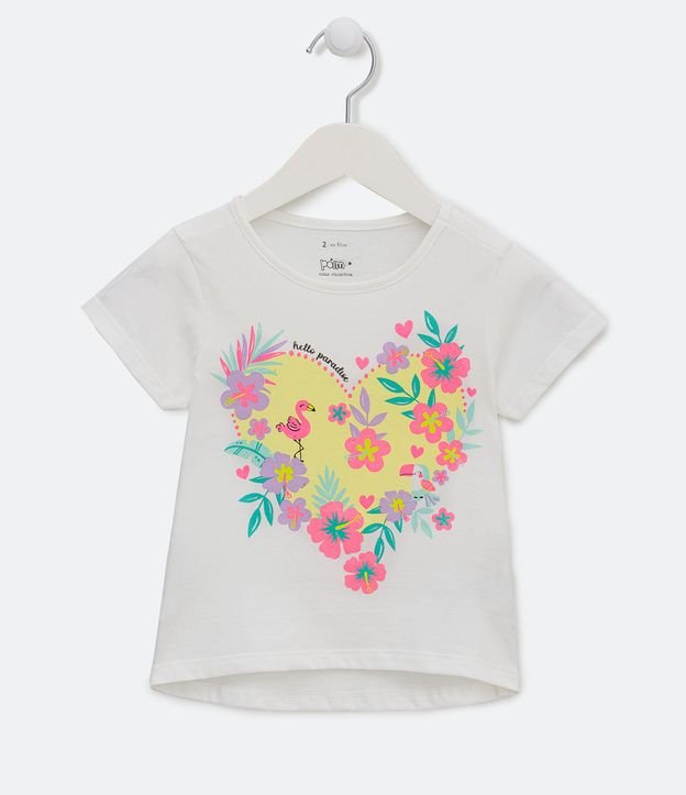 Blusa Infantil Estampa Coração com Flores - Tam 1 a 5 Anos