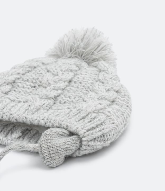 Gorro Infantil con Pompón y Cordón Gris 2