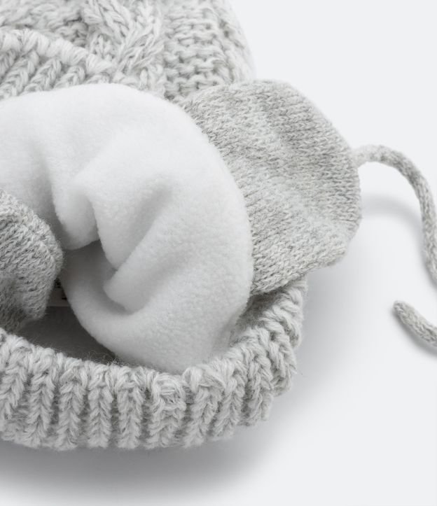 Gorro Infantil con Pompón y Cordón Gris 3