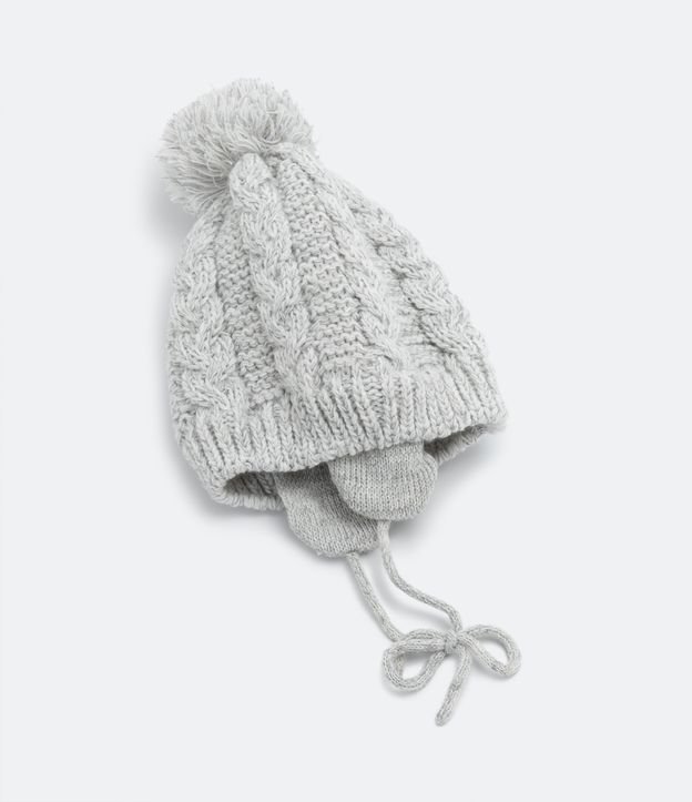 Gorro Infantil con Pompón y Cordón Gris 4