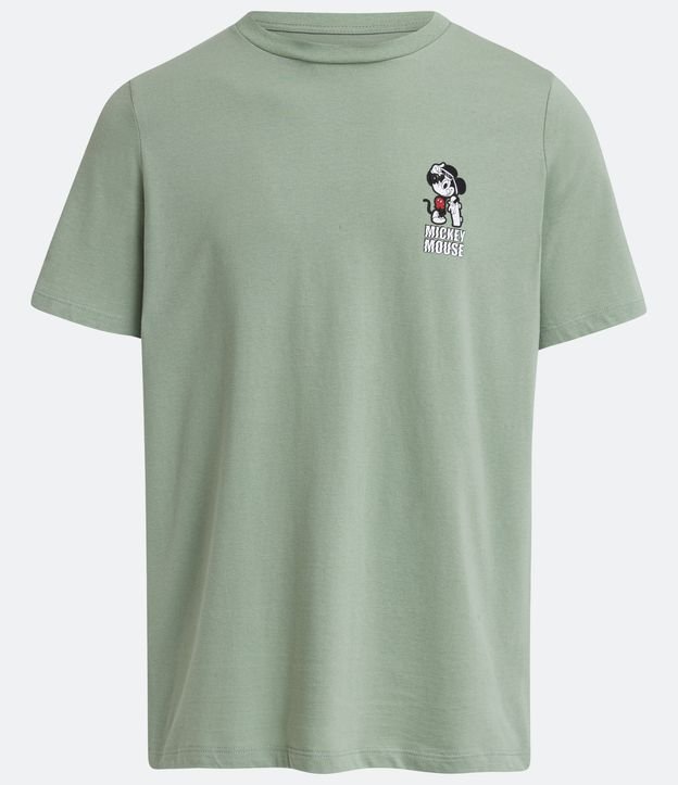 Camiseta em Meia Malha com Estampa do Mickey de Skate Verde 5