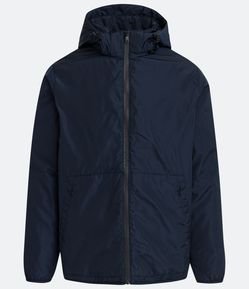 Jaqueta em Poliamida com Capuz Removível e Zíper