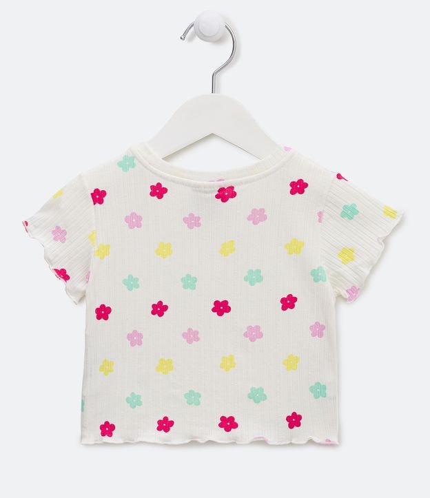 Blusa Infantil Canelada com Babados e Estampa de Frutinhas - Tam 1 a 5 Anos  Branco Neve