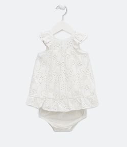 Vestido Infantil Texturizado con Volados y Bombacha - Talle 0 a 18 meses