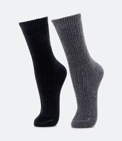 Kit 02 Meias Cano Longo Texturizadas