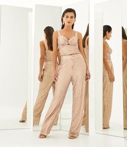 Blusa Cropped  em Malha com Paetês