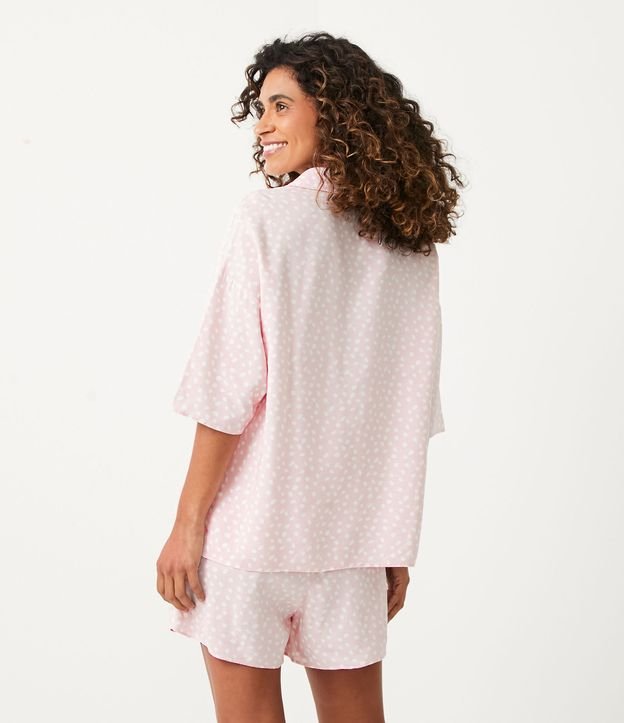 Pijama Americano Corto en Viscosa con Estampado de Lunares Rosado 2