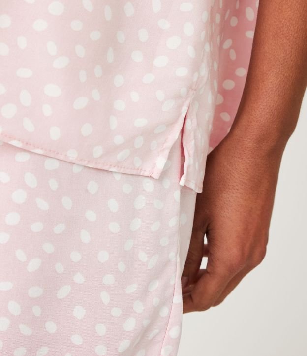 Pijama Americano Corto en Viscosa con Estampado de Lunares Rosado 5