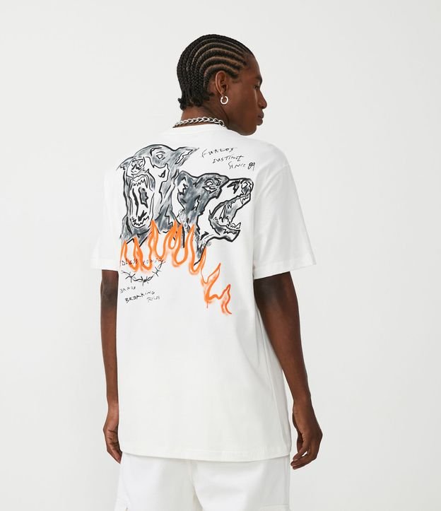 Camiseta em Meia Malha com Estampa Dogs Endless Branco 3