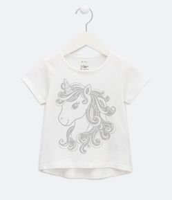 Blusa Infantil Estampa Unicórnio com Brilho - Tam 1 a 5 Anos