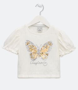 Blusa Infantil Estampado Mariposa de Lentejuelas - Talle 5 a 14 años