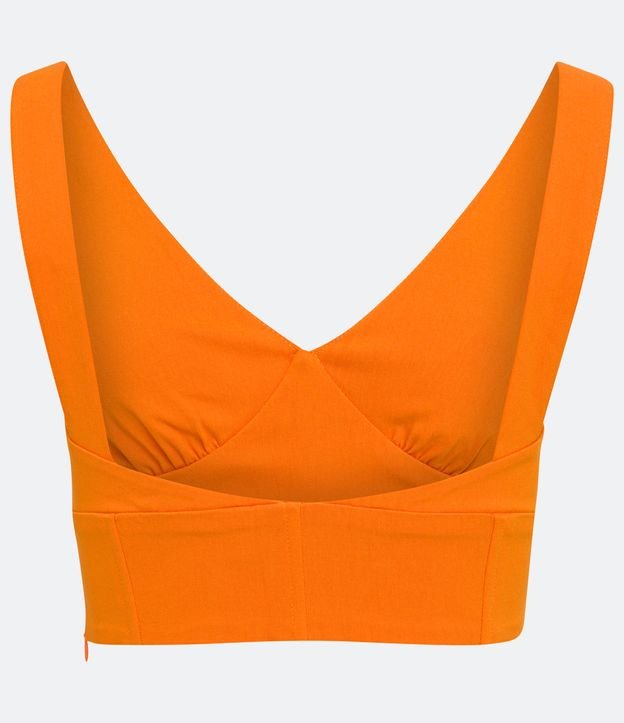 Blusa Cropped sin Mangas en Bengalina con Design Corset Naranja 6