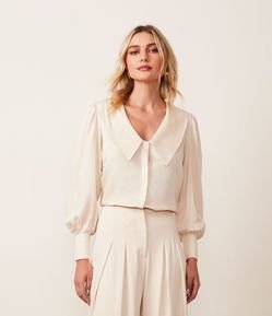 Camisa Manga Longa com Gola Boneca