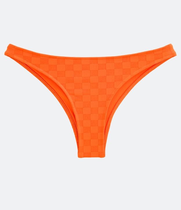 Bikini Bombacha Básica en Poliamida con Estampado Cuadrillé Texturizada Naranja 5