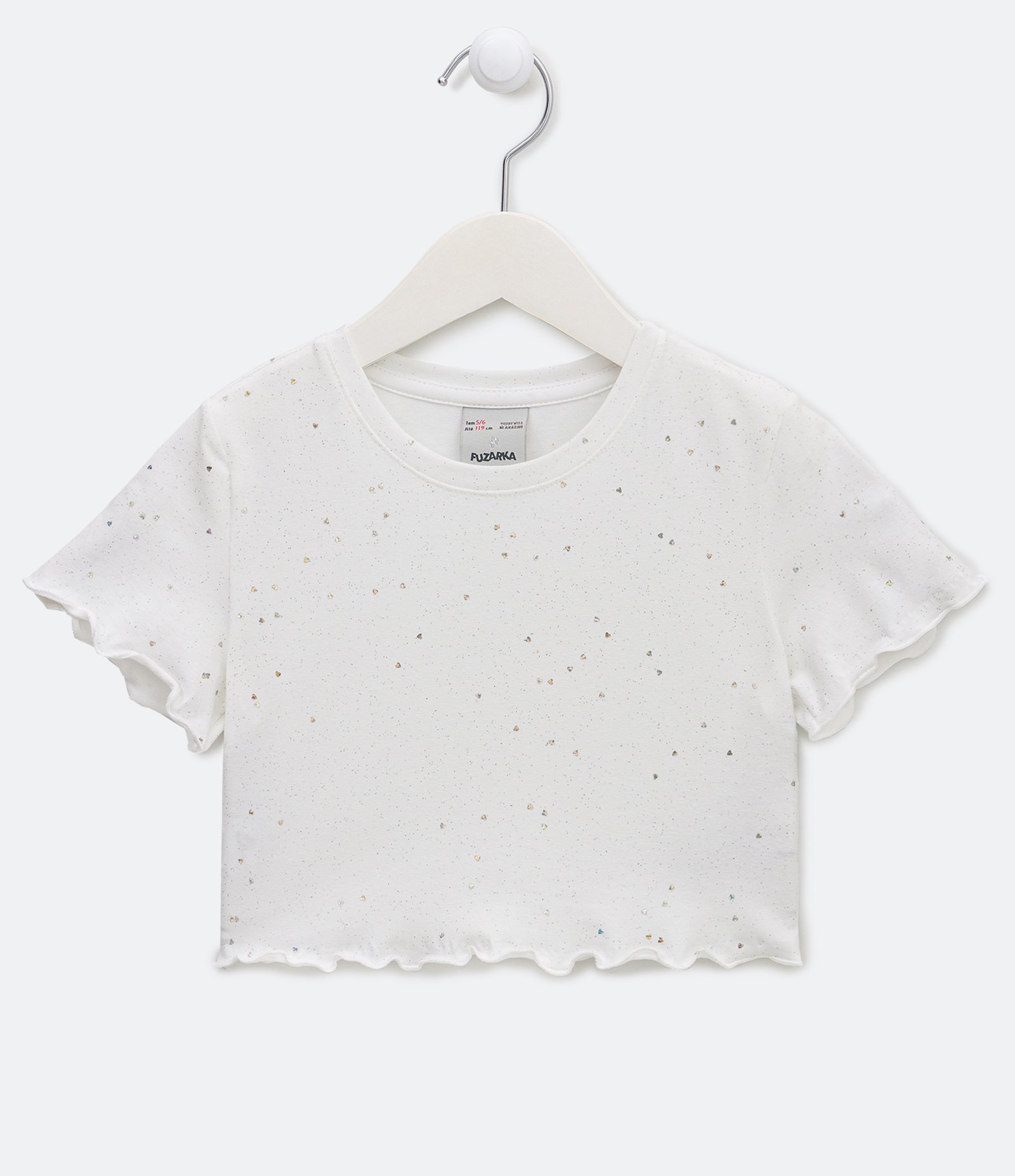 Blusa Infantil com Corações e Glitter - Tam 5 a 14 Anos Branco 1