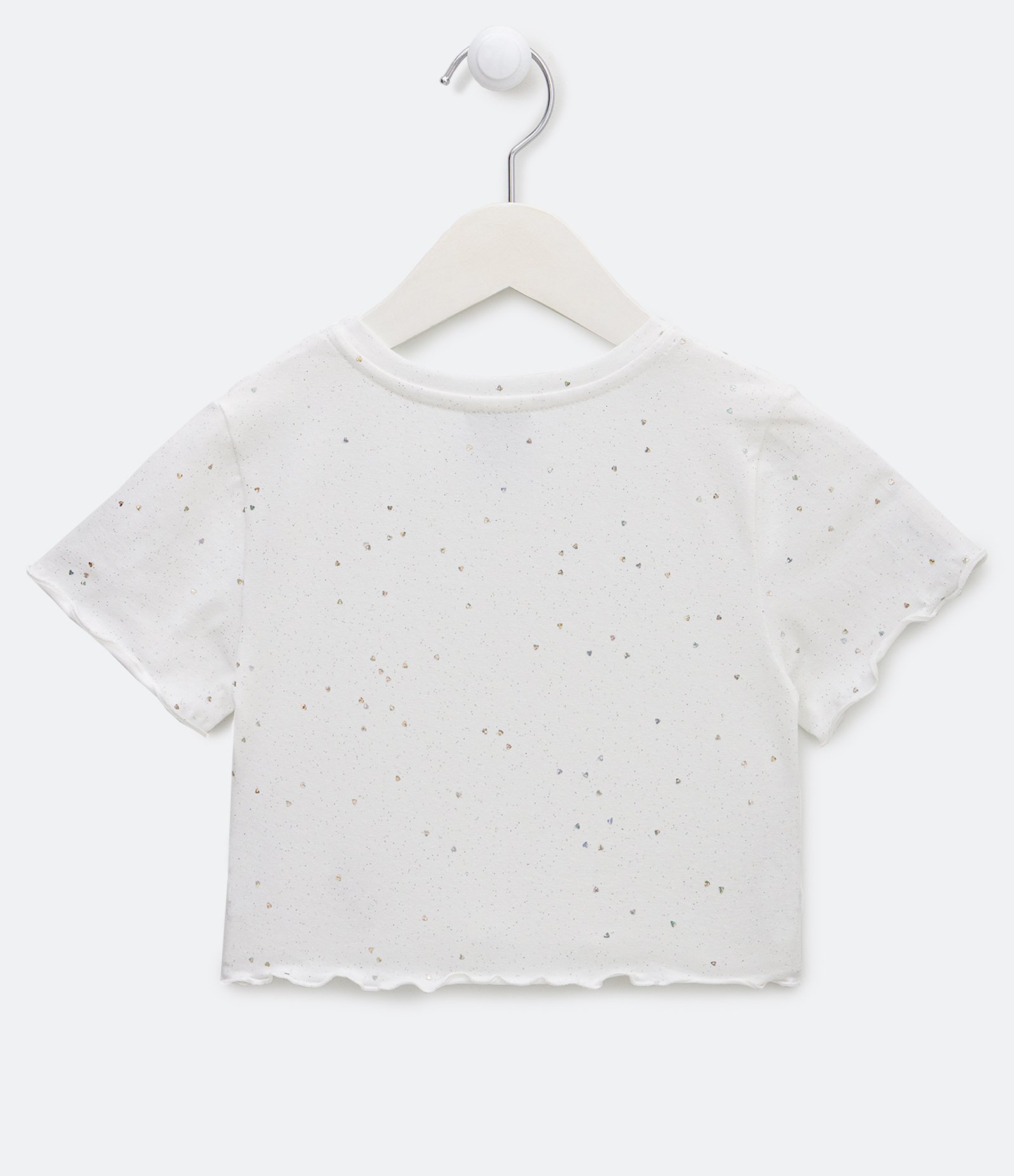 Blusa Infantil com Corações e Glitter - Tam 5 a 14 Anos Branco 2