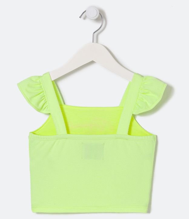 Blusa Musculosa Infantil con Bordado de Flor Tropical - Talle 5 a 14 años Verde 2