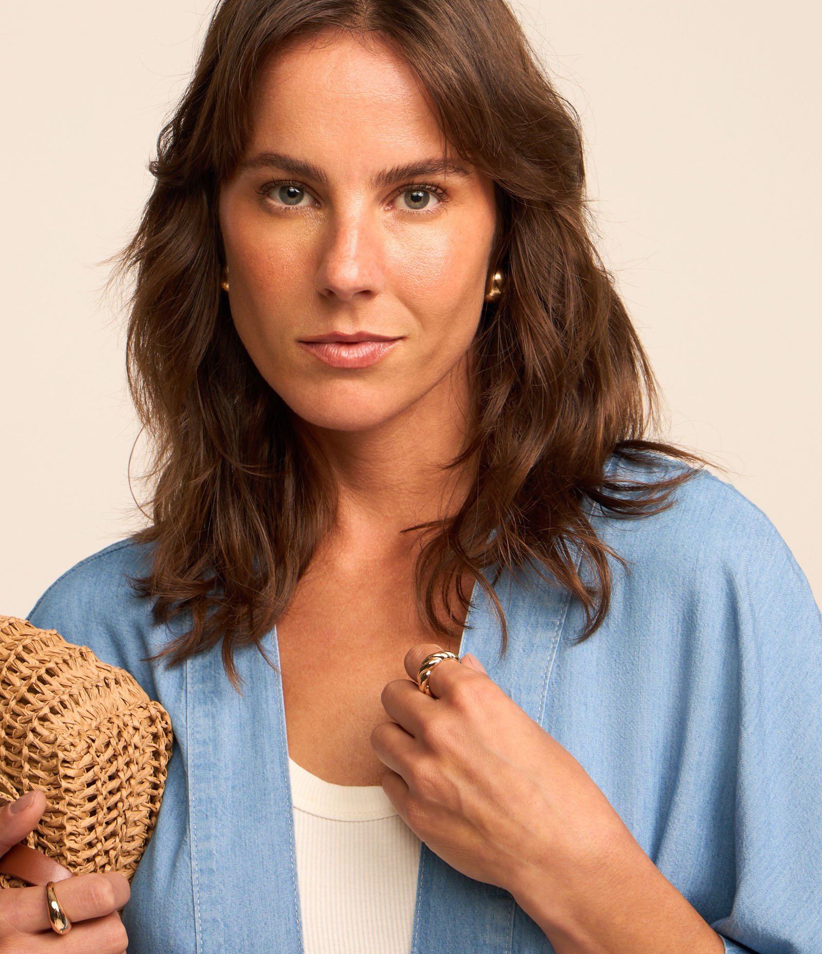 Kimono em Liocel com Detalhe Pespontado Azul 3