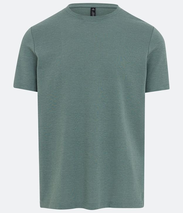 Camiseta Slim em Algodão Peruano com Textura Canelada Verde Médio 6