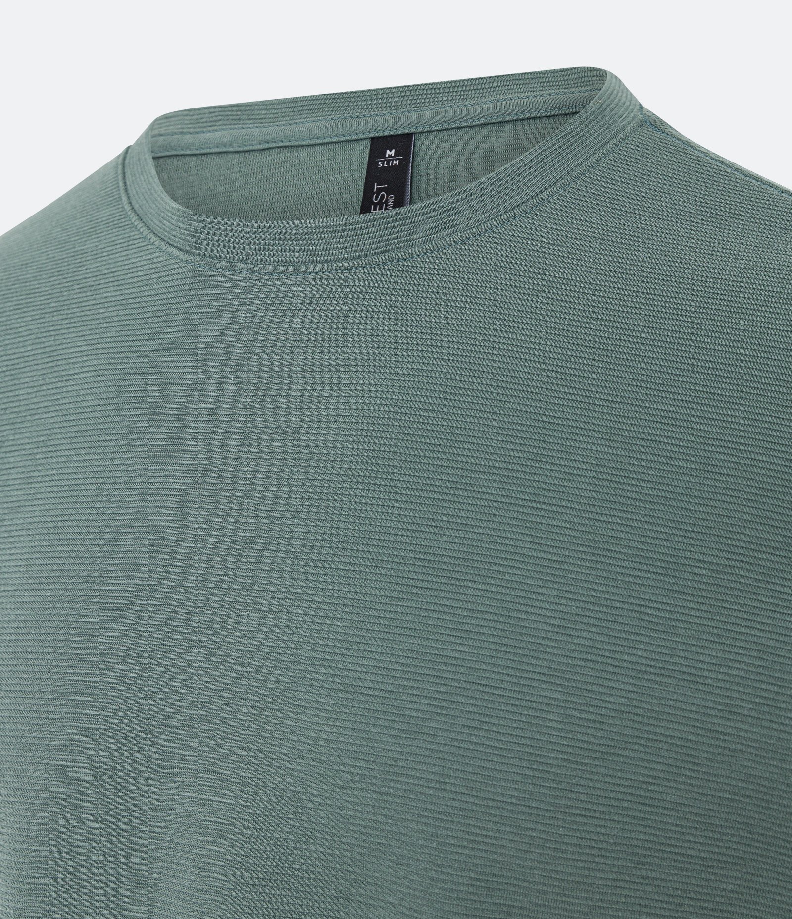Camiseta Slim em Algodão Peruano com Textura Canelada Verde Médio 8