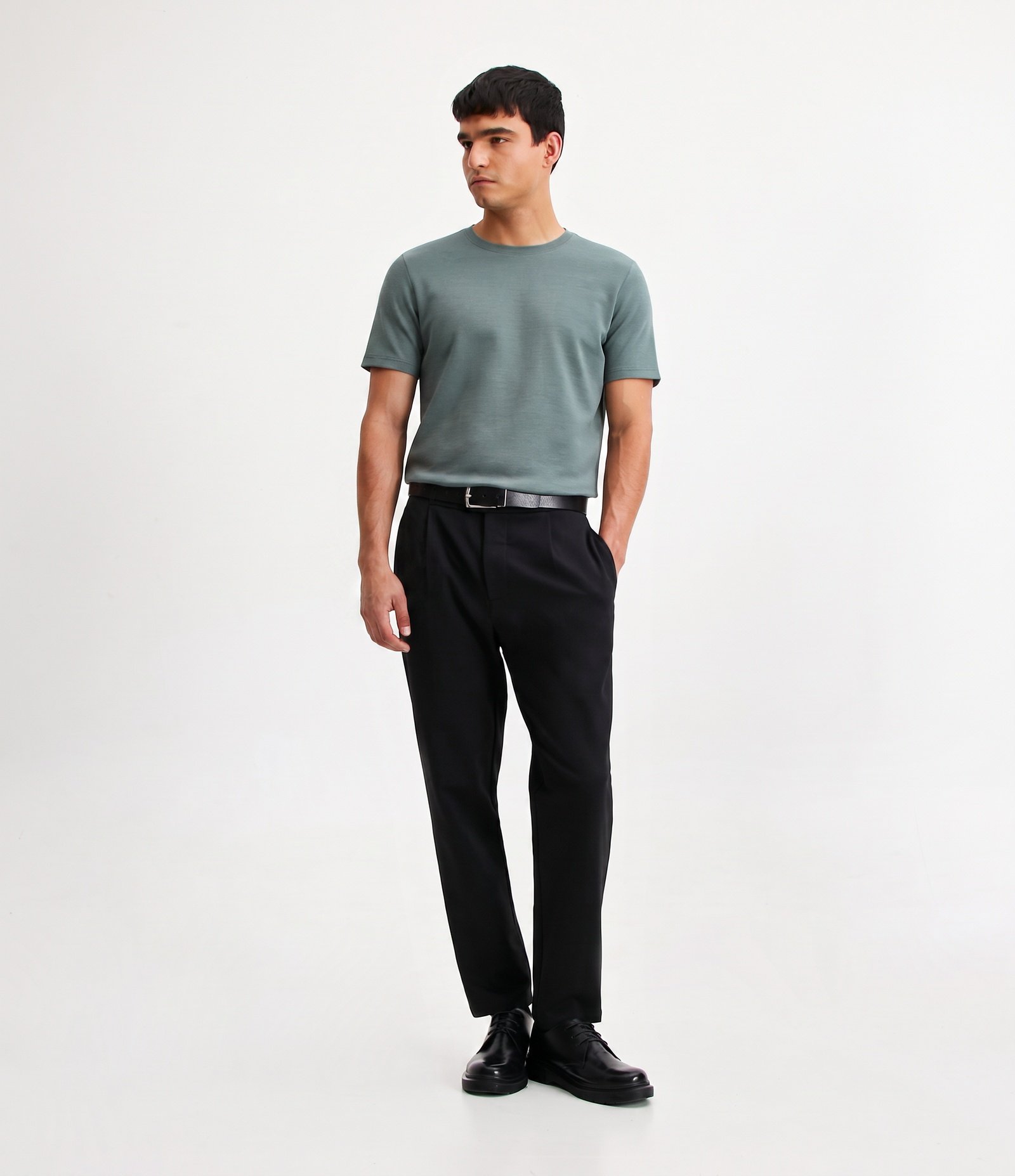 Camiseta Slim em Algodão Peruano com Textura Canelada Verde Médio 2
